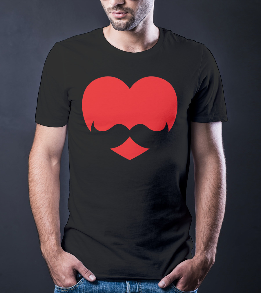 Mustache Heart Valentines Boy Red Mustache Heart T-Shirt