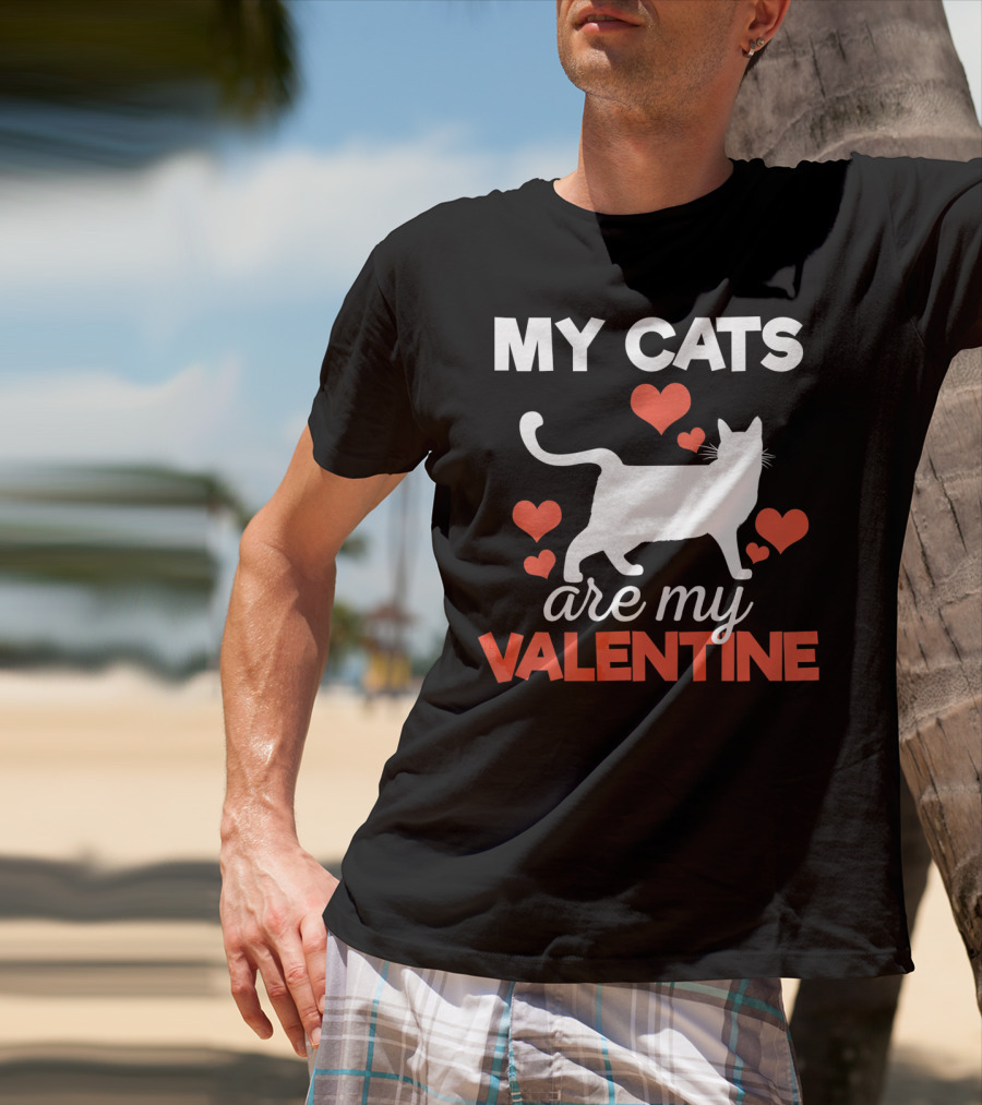 My Cats Are My Valentine Cute Kitten Hearts T-Shirt