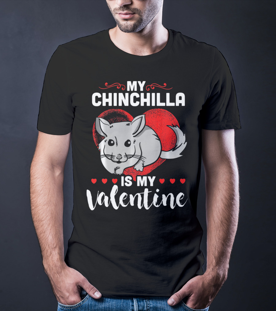 My Chinchilla Is My Valentine Red Heart T-Shirt