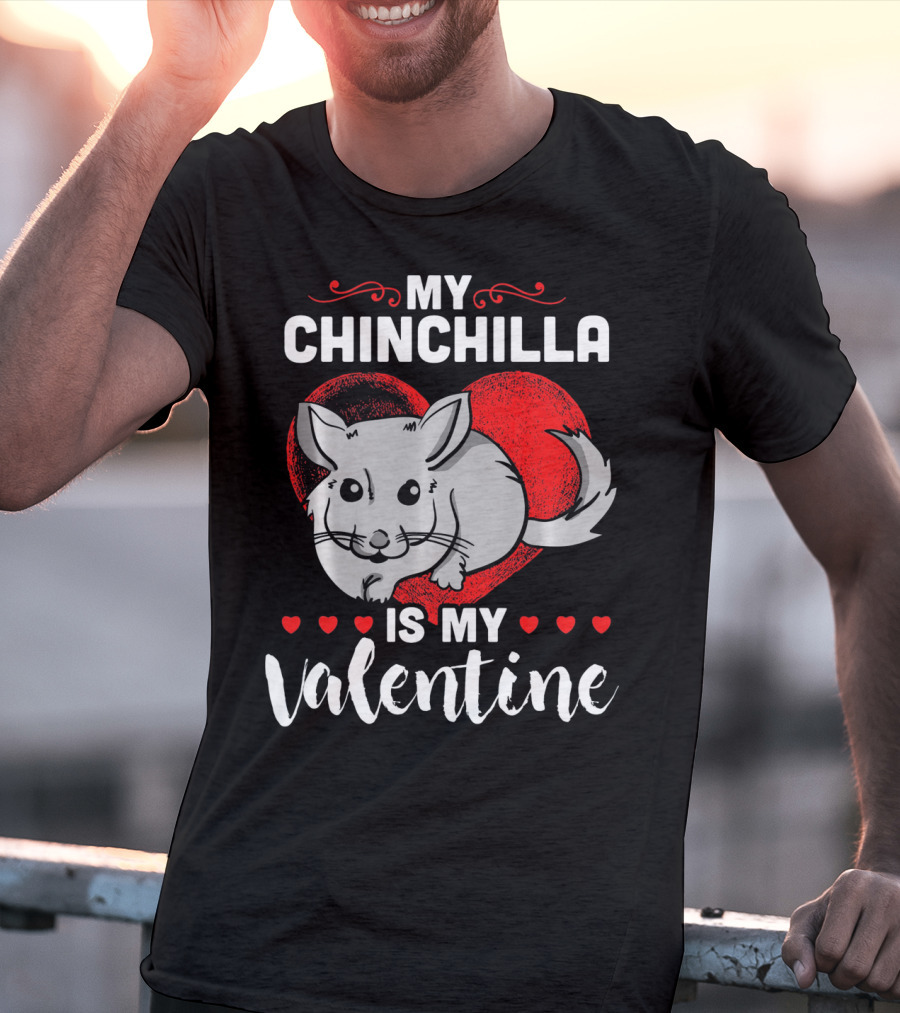My Chinchilla Is My Valentine Red Heart T-Shirt