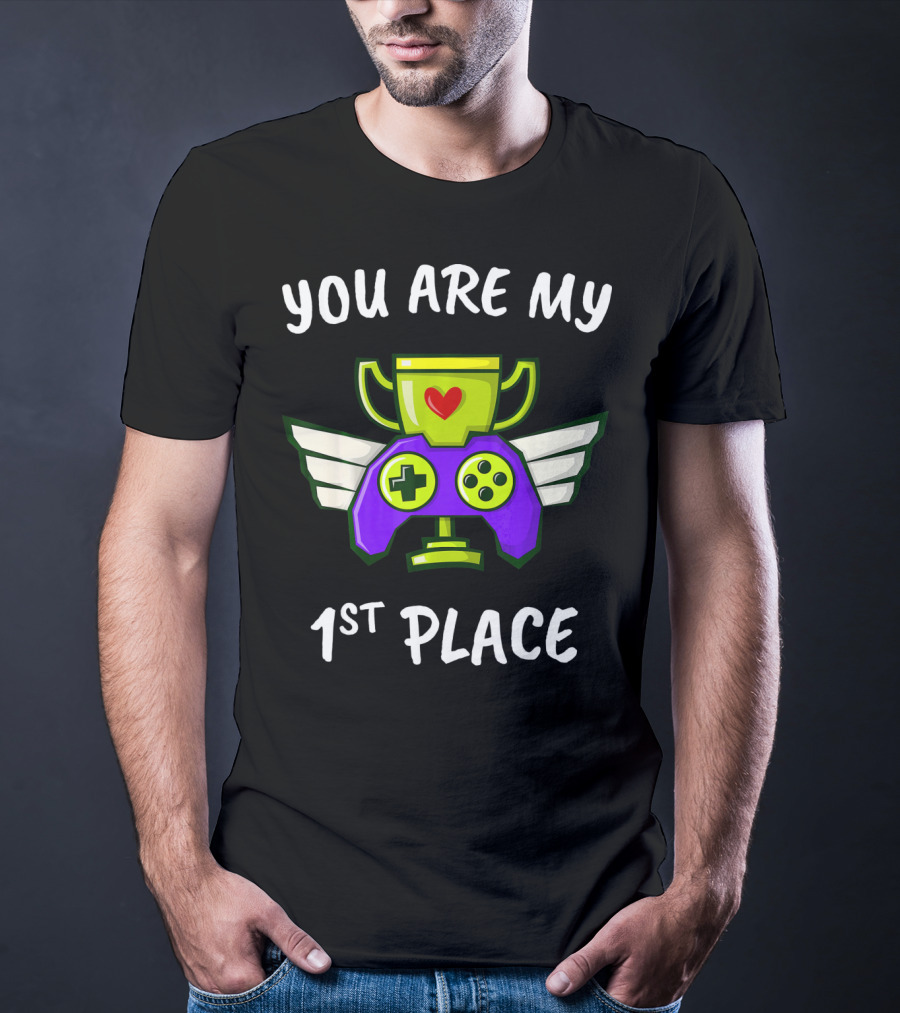 You Are My 1st Place Valentines Day Trophy Game Controller With Wings T-Shirt
