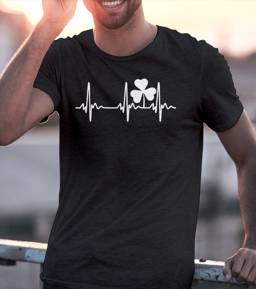 Ireland Heartbeat Clover St. Patrick's Day T-Shirt