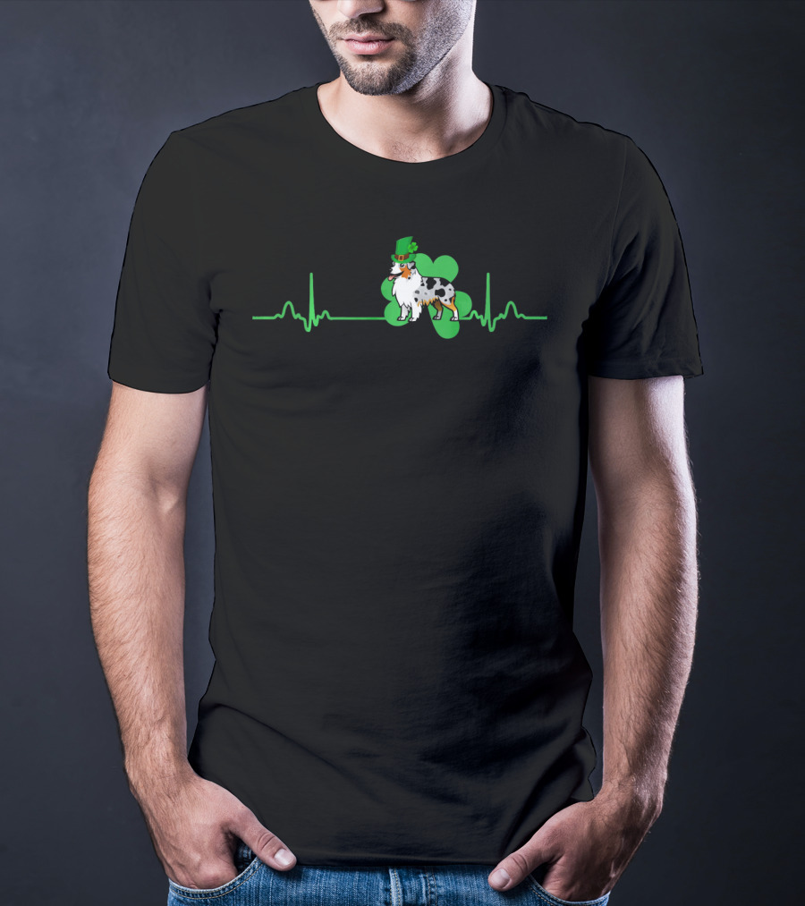 Heartbeat St. Patrick's Clover Aussie Dog T-Shirt