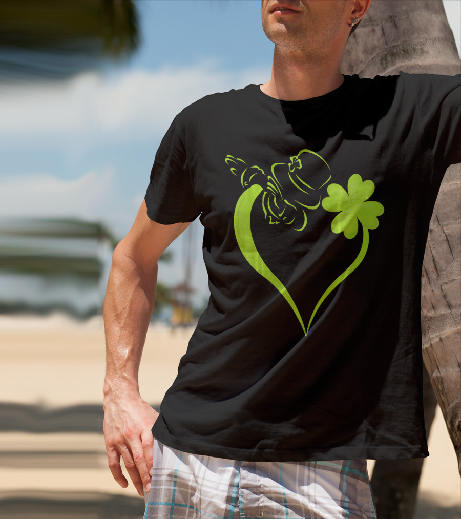 Dabbing Leprechaun Heart Shamrock St Patrick's T-Shirt