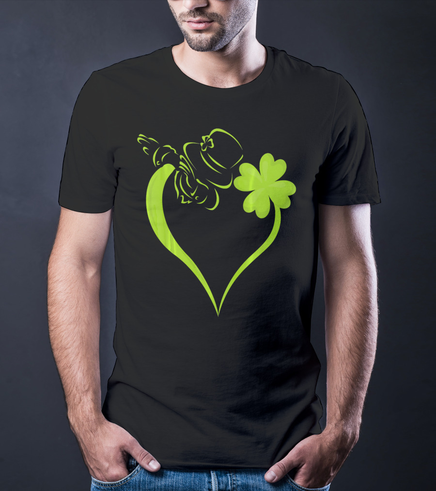 Dabbing Leprechaun Heart Shamrock St Patrick's T-Shirt