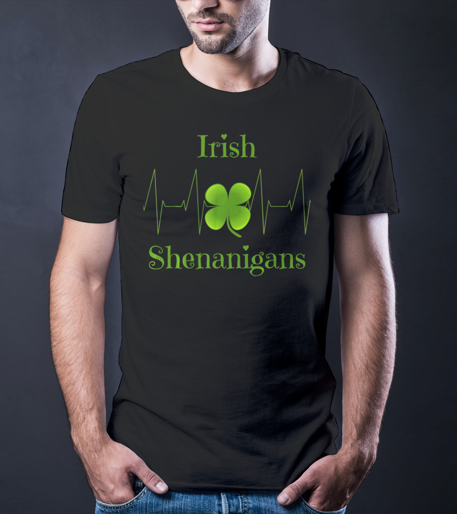 Irish Shamrock Shenanigans Heartbeat T-Shirt