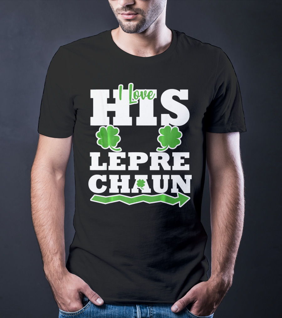 St Patricks Day Couples Love His Leprechaun Shamrock Arrow T-Shirt