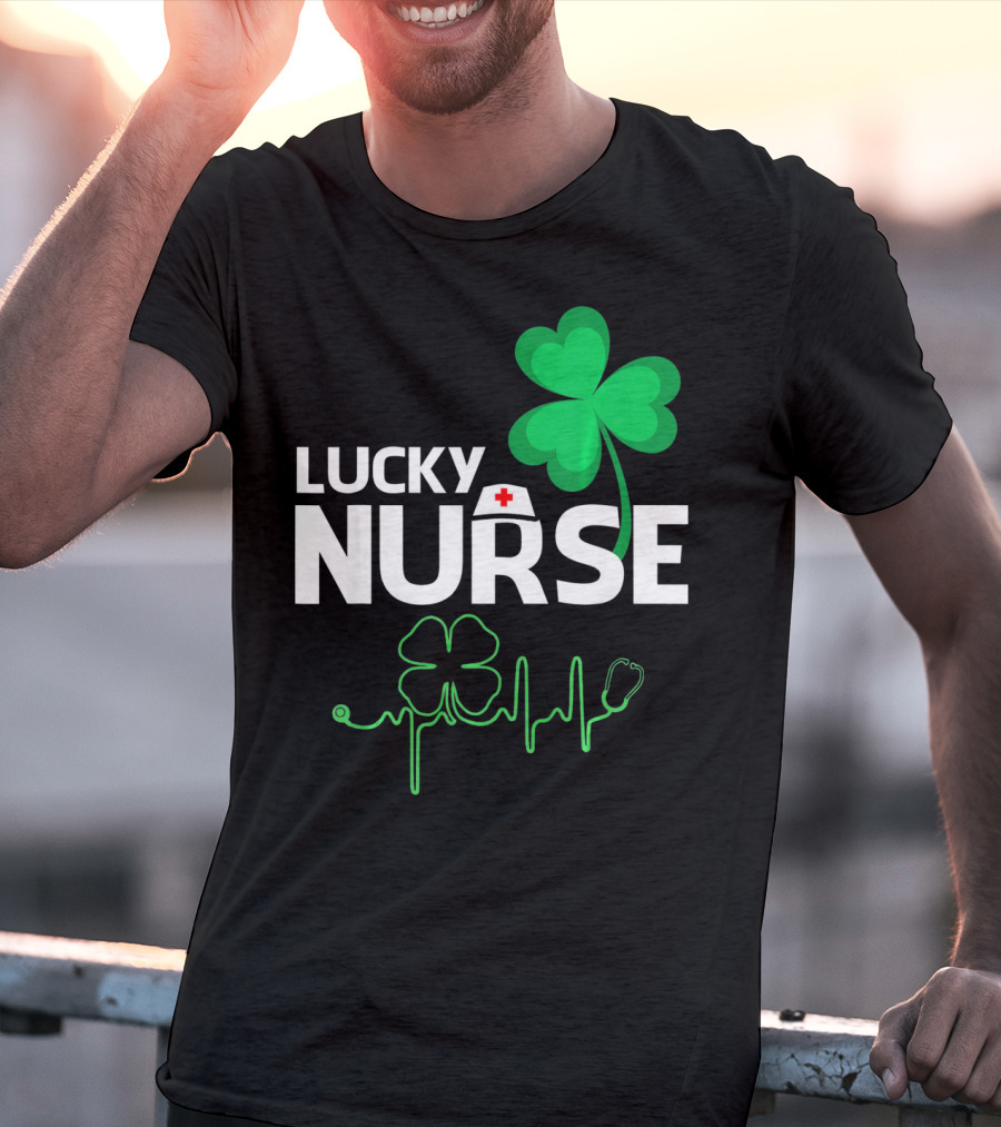 Lucky Nurse Shamrock Heartbeat St. Patricks Day T-Shirt