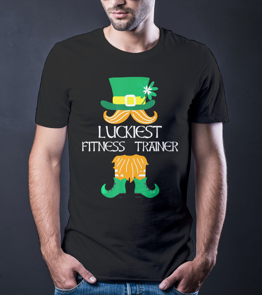 Luckiest Fitness Trainer Leprechaun Shamrock Hat And Boots T-Shirt