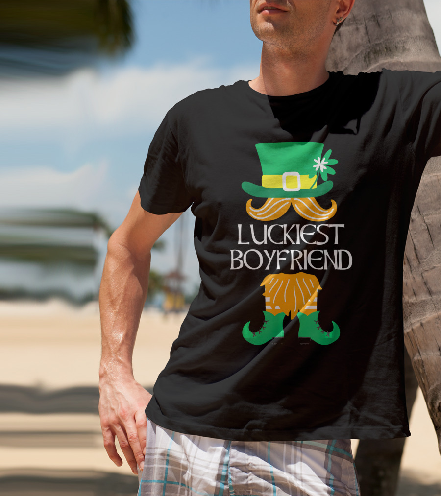 Luckiest Boyfriend Leprechaun Green Hat And Orange Beard St. Patrick's Day T-Shirt