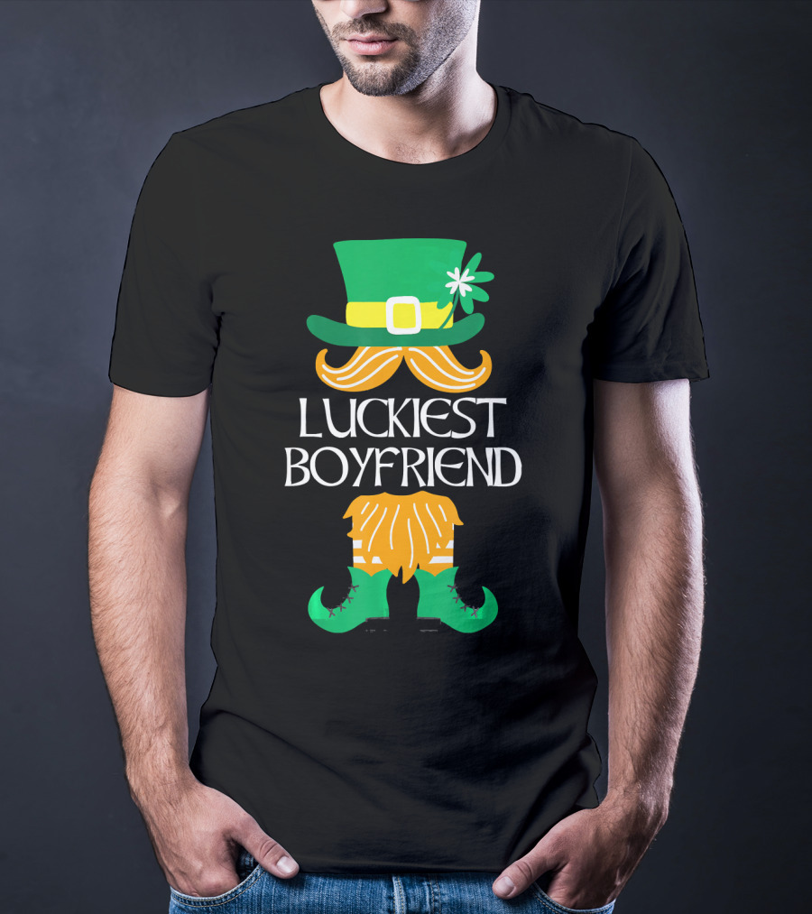 Luckiest Boyfriend Leprechaun Green Hat And Orange Beard St. Patrick's Day T-Shirt