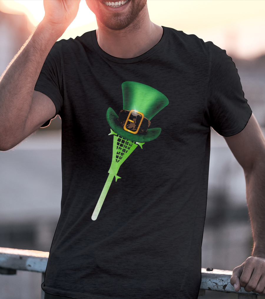 Leprechaun Shamrock Lacrosse Hat St Patricks T-Shirt