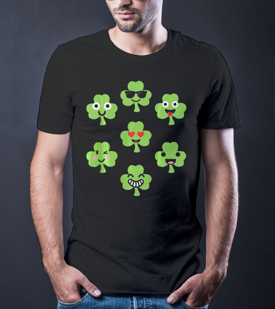 Emoji Shamrock Faces Lucky St. Patrick's Day T-Shirt