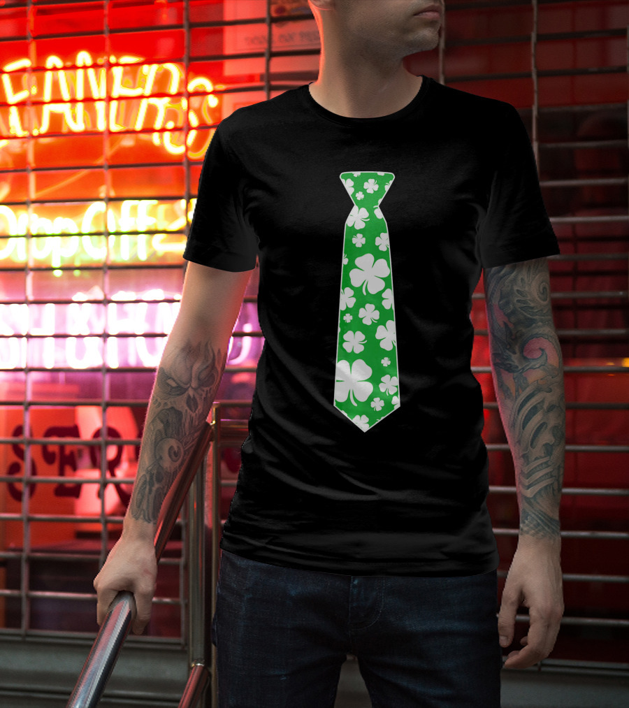 St Patricks Day Irish Shamrock Green Tie T-Shirt