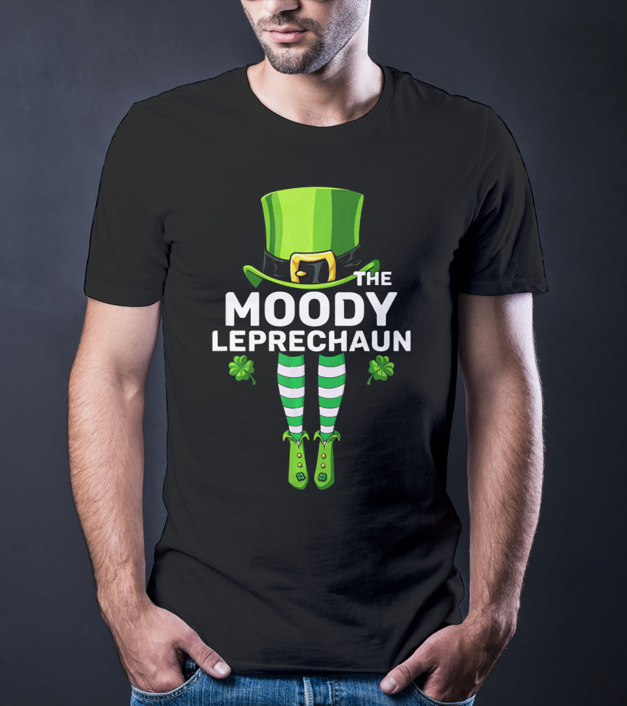 THE MOODY LEPRECHAUN Striped Legs Clover Hat T-Shirt