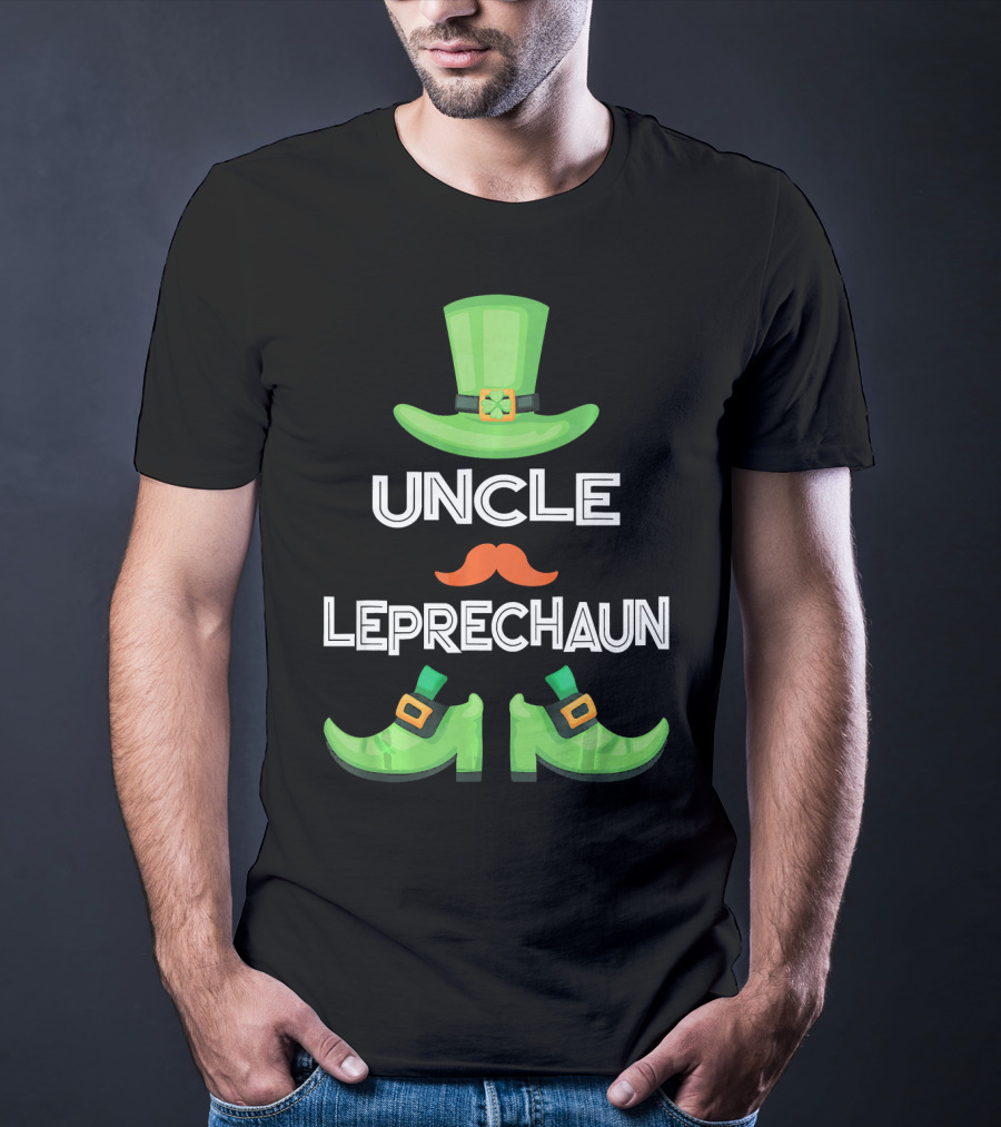 Uncle Leprechaun Green Hat And Shoes St. Patrick's Day Family Matching Group T-Shirt