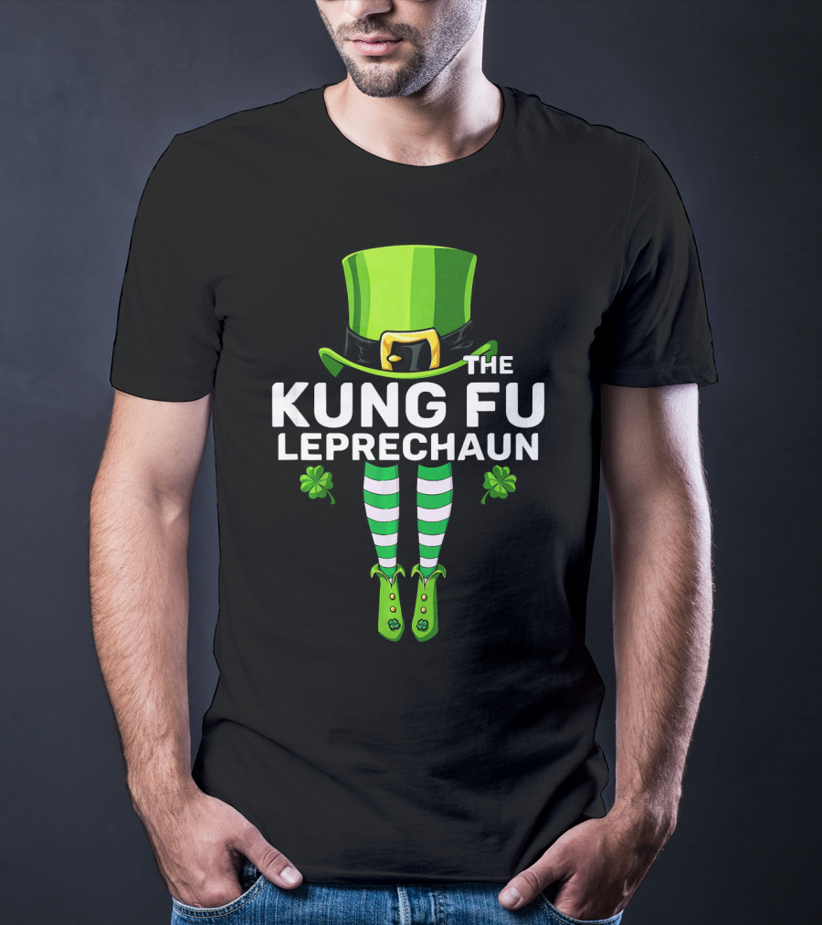 THE KUNG FU LEPRECHAUN Shamrock Legs Hat T-Shirt