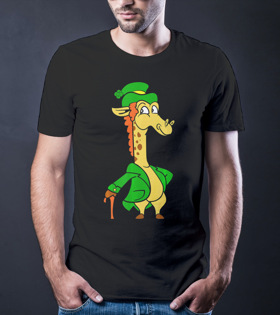 Funny Cool St. Patricks Day Giraffe Iris Leprechaun T-Shirt
