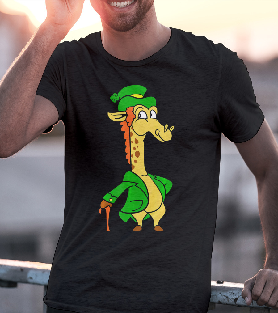 Funny Cool St. Patricks Day Giraffe Iris Leprechaun T-Shirt