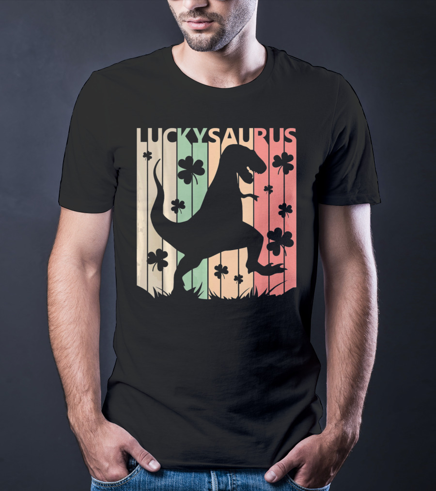 Luckysaurus Dinosaur St Patrick's Day Clover Trend T-Shirt