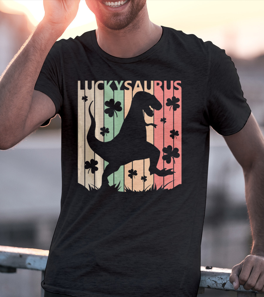 Luckysaurus Dinosaur St Patrick's Day Clover Trend T-Shirt
