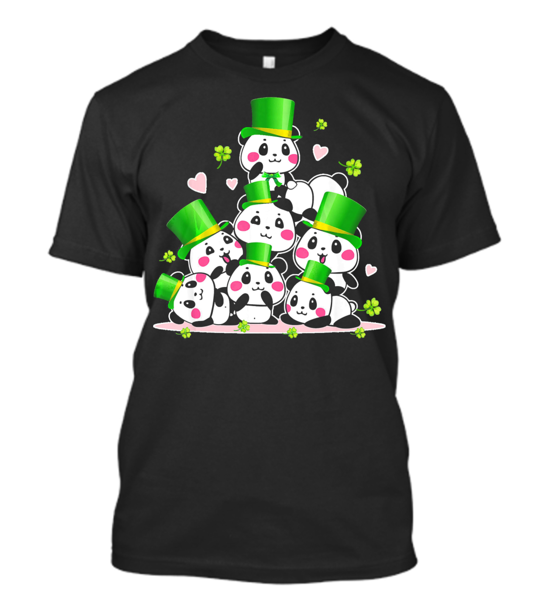 St Patricks Day Leprechaun Panda Cute Irish Lucky Clovers T-Shirt