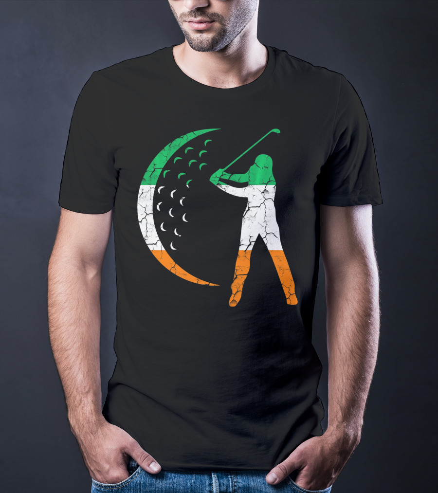 Irish Golf Swing With Ireland Flag Colors T-Shirt
