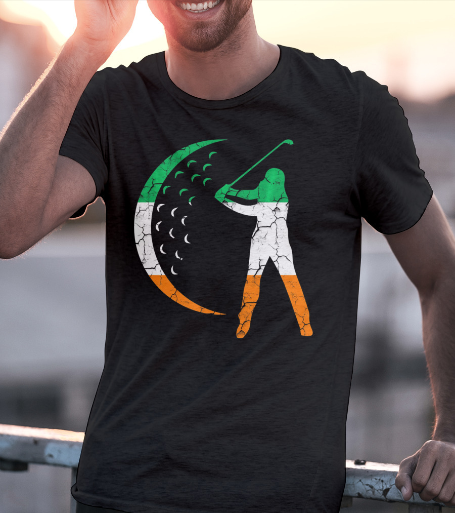 Irish Golf Swing With Ireland Flag Colors T-Shirt