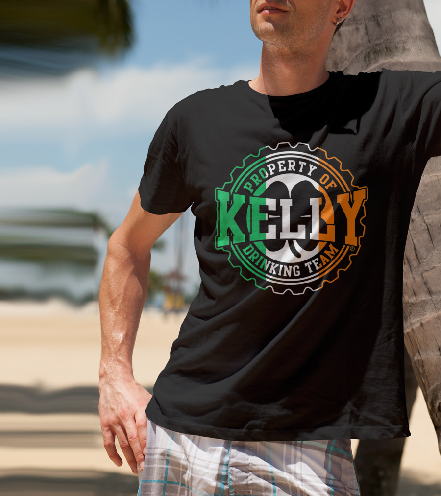 Property Of Kelly Drinking Team Irish Flag Colors T-Shirt