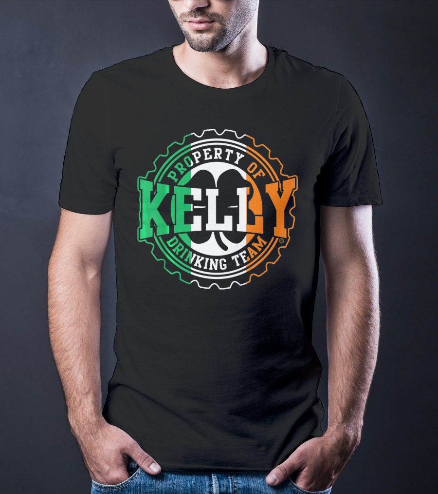 Property Of Kelly Drinking Team Irish Flag Colors T-Shirt