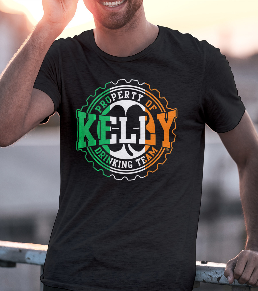 Property Of Kelly Drinking Team Irish Flag Colors T-Shirt