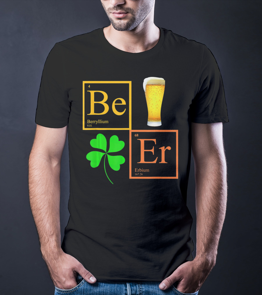 Beer Elements Beryllium Erbium Shamrock Glass T-Shirt