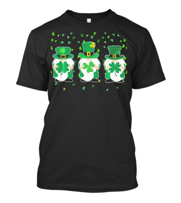 Irish Gnome Leprechaun Tomte With Shamrocks And Green Top Hats T-Shirt