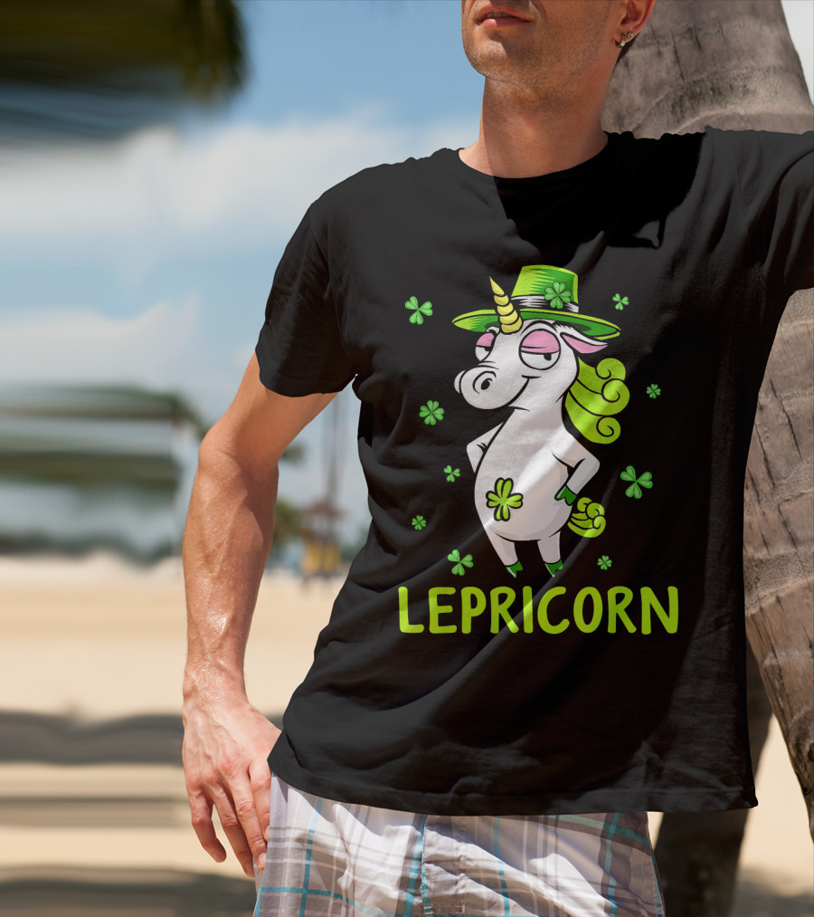 Lepricorn Leprechaun Unicorn St Pat Clover Hat T-Shirt