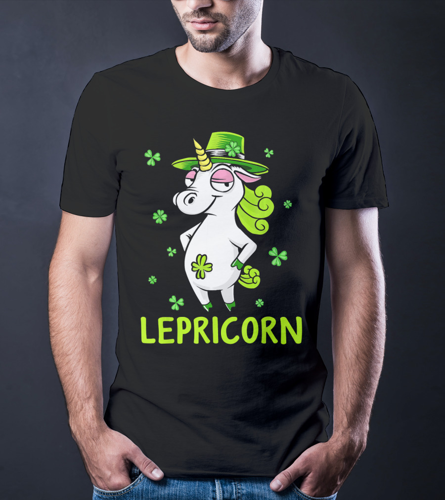 Lepricorn Leprechaun Unicorn St Pat Clover Hat T-Shirt