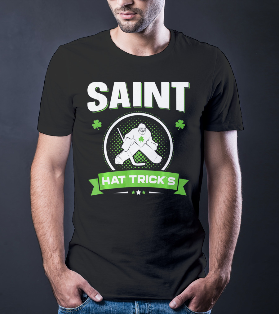 SAINT HAT TRICK'S Hockey Shamrock Irish St Patricks T-Shirt