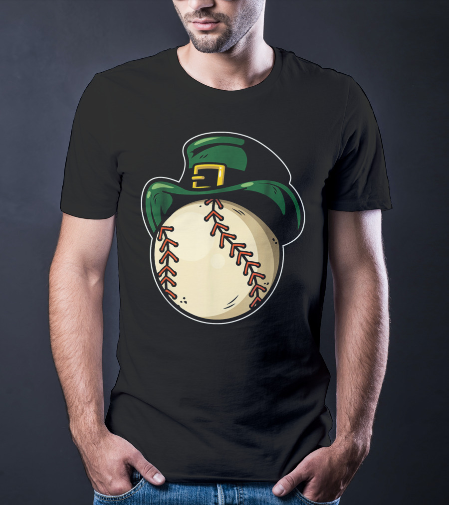 St Patricks Day Baseball With Green Hat Patric T-Shirt