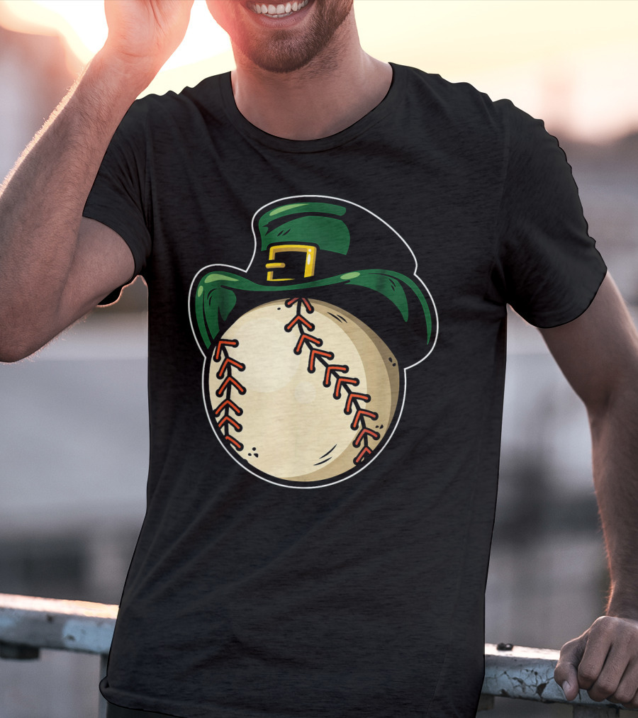 St Patricks Day Baseball With Green Hat Patric T-Shirt