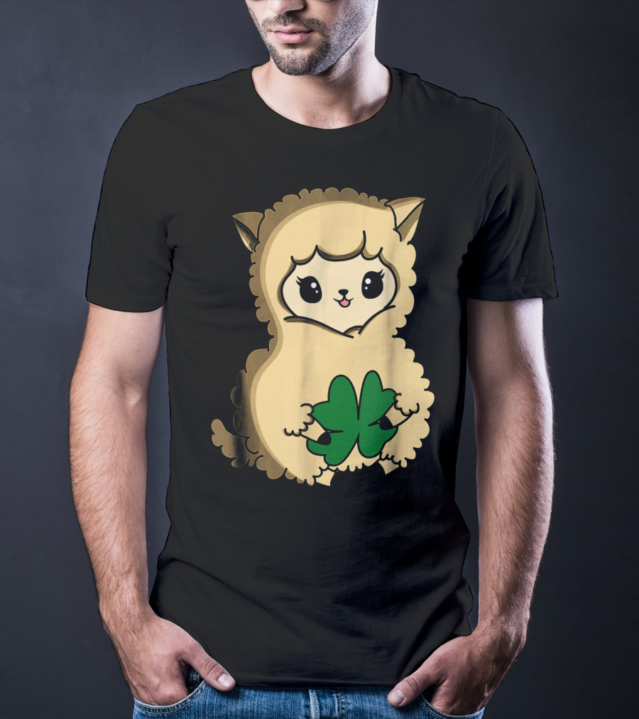 Cute Funny Irish Clover Llama For St. Patrick's Day T-Shirt