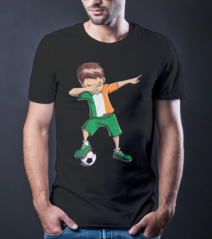 Ireland Soccer Dabbing Boy Football Player T-Shirt