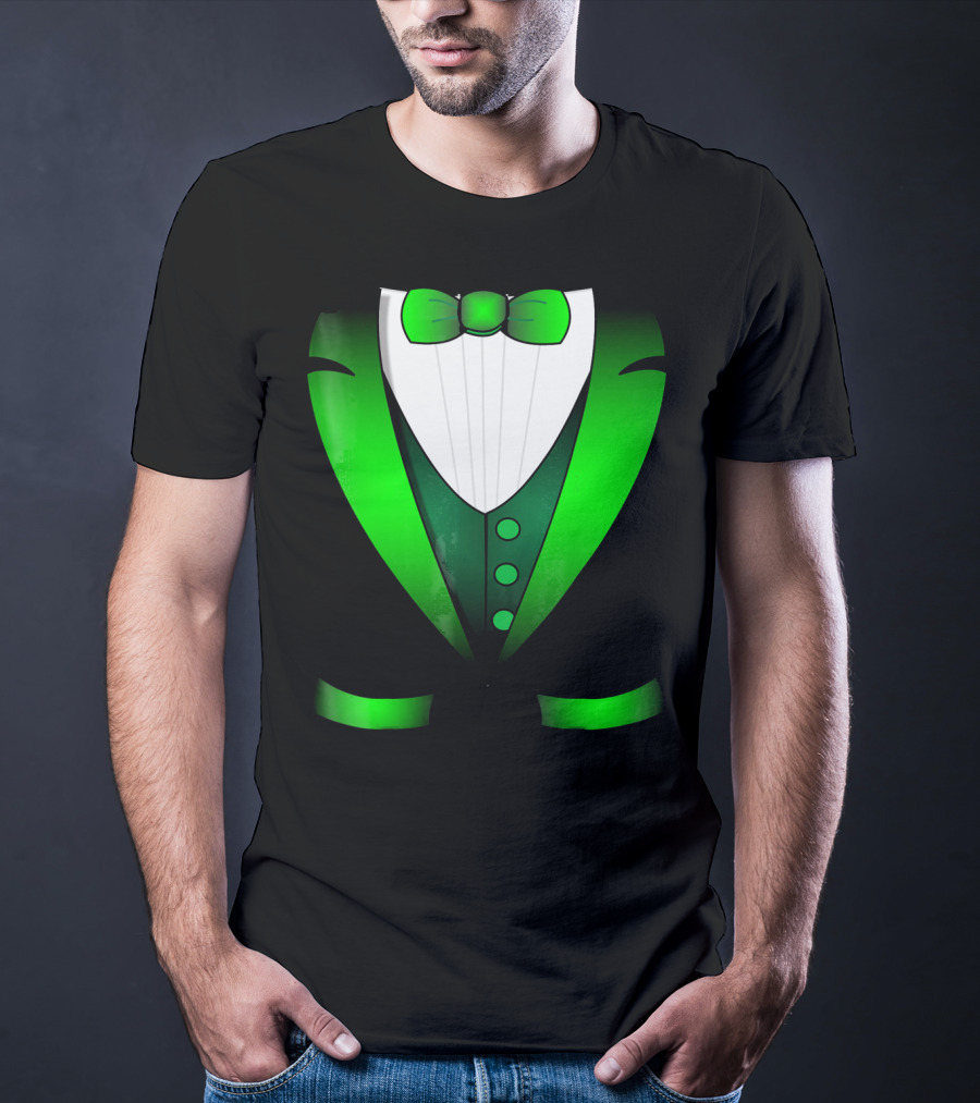 Irish St Patricks Day Leprechaun Green Tuxedo Bowtie T-Shirt