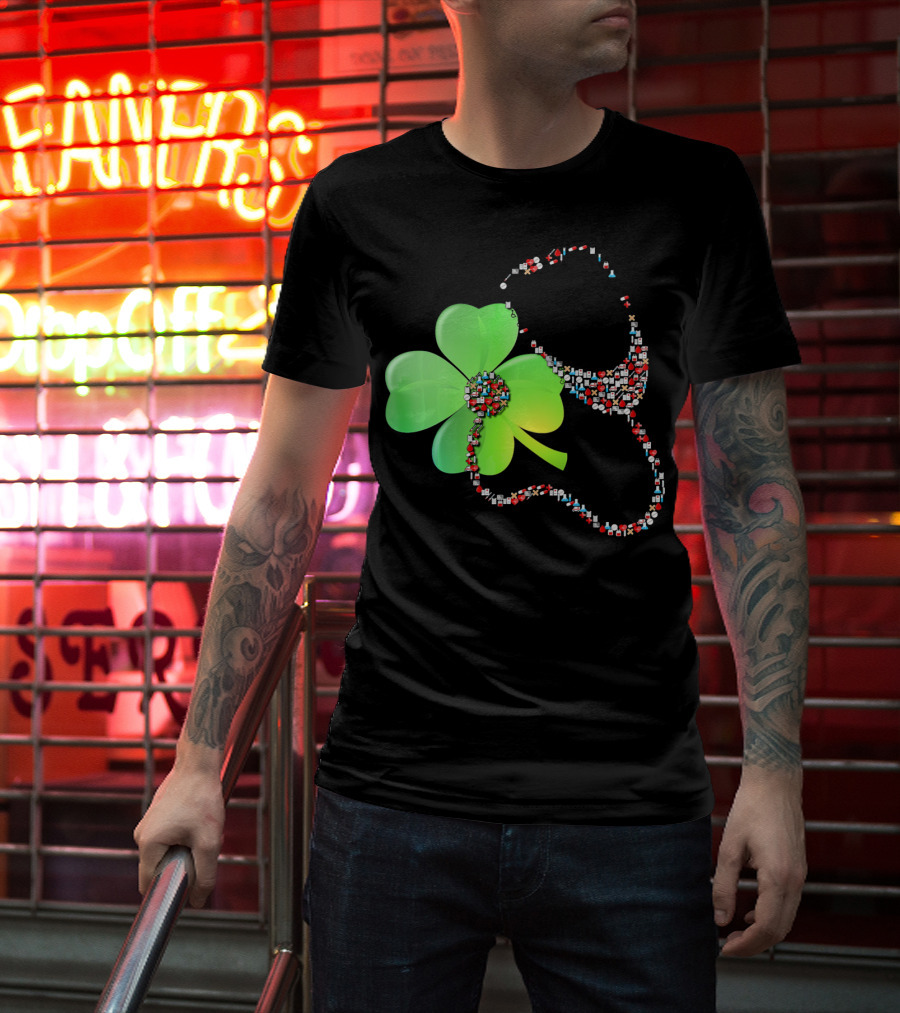 Shamrock Saint Patrick's Day Nurse Stethoscope Emoji Icons T-Shirt