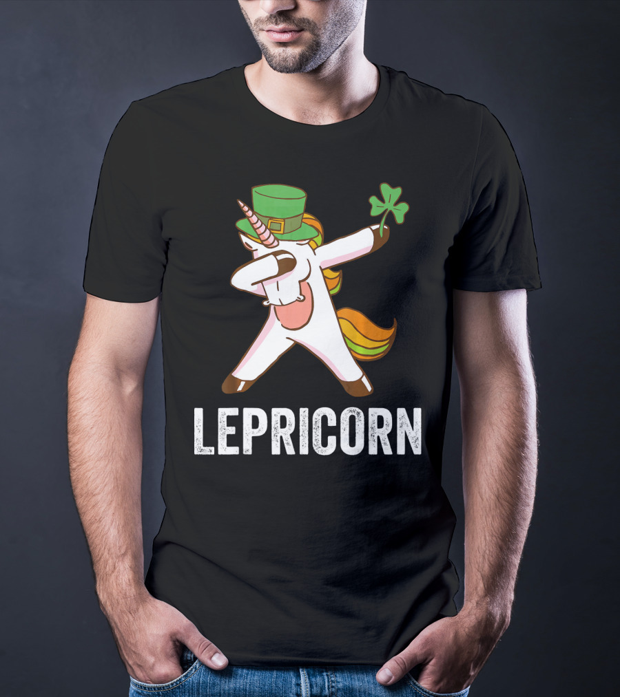 Irish Leprechaun Unicorn Dabbing Lepricorn Shamrock T-Shirt