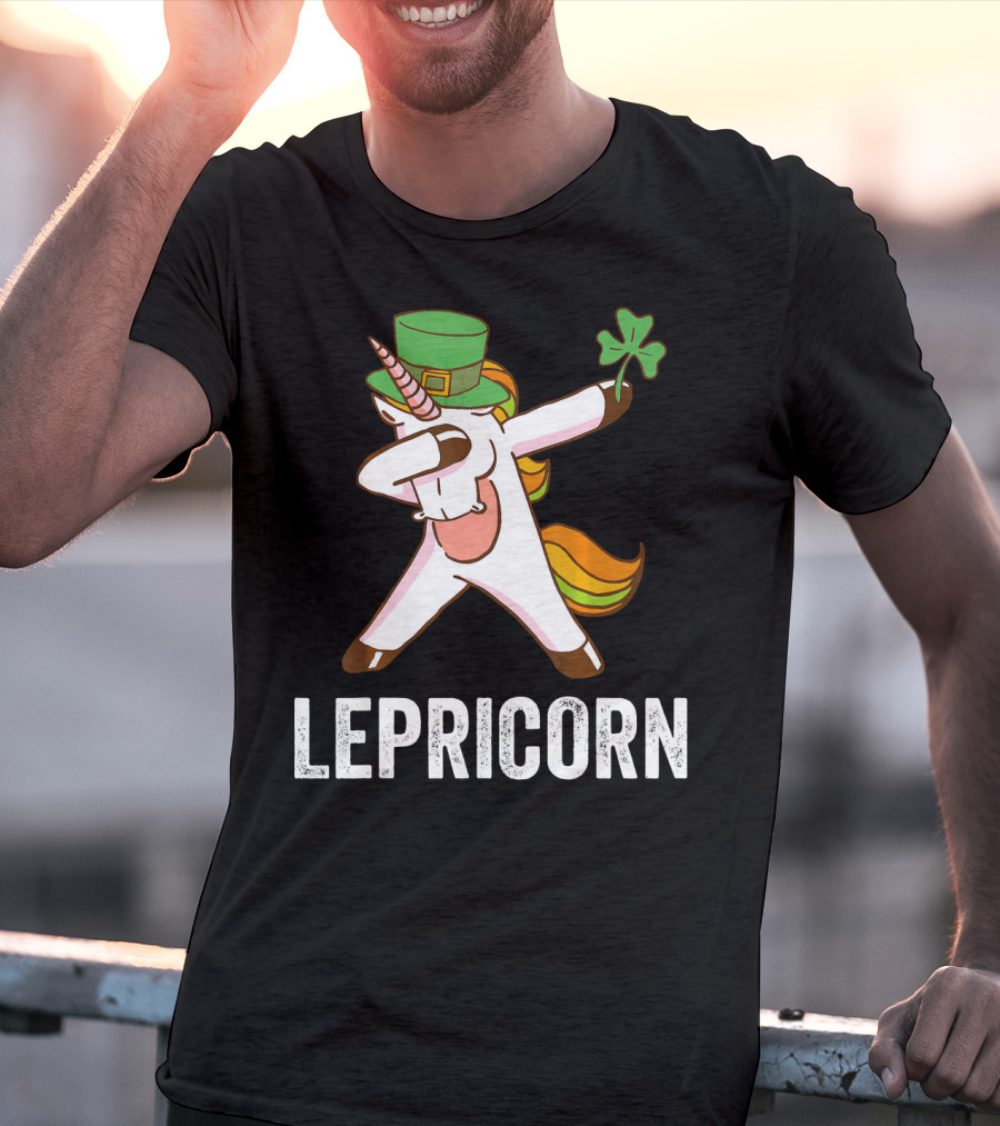 Irish Leprechaun Unicorn Dabbing Lepricorn Shamrock T-Shirt