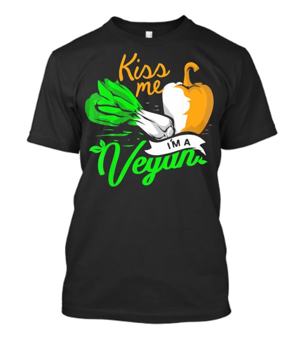Kiss Me I'm A Vegan St. Patrick's Day Bell Pepper And Green Onions T-Shirt