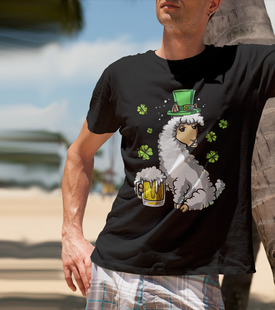 Leprechaun Sheep With Beer And Shamrocks T-Shirt