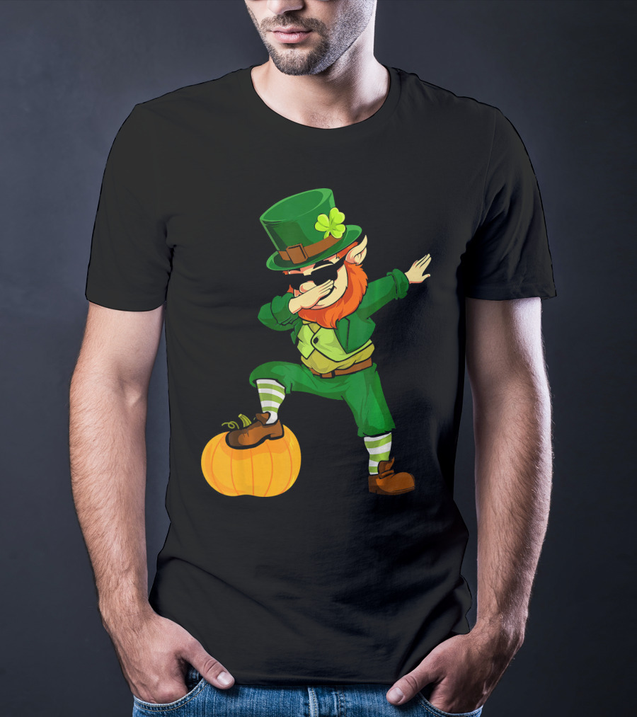Thanksgiving Leprechaun Dabbing With Pumpkin T-Shirt