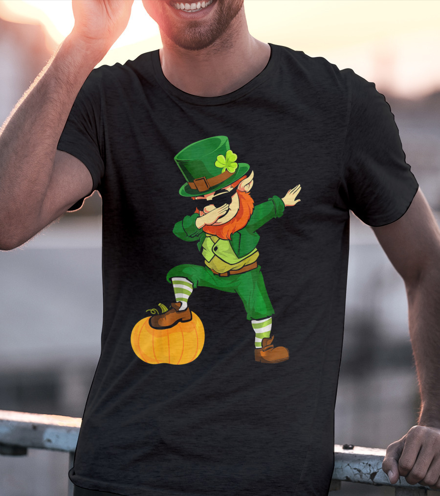 Thanksgiving Leprechaun Dabbing With Pumpkin T-Shirt