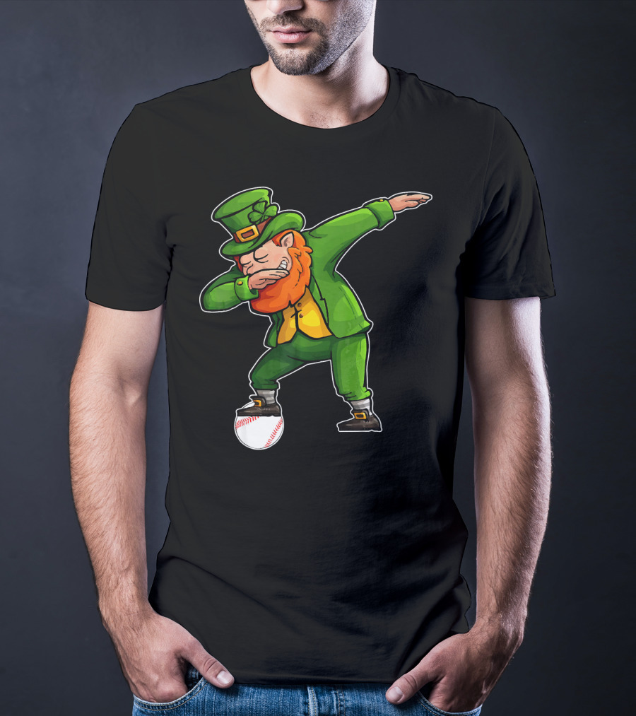 Dabbing Leprechaun On Baseball St Patricks T-Shirt