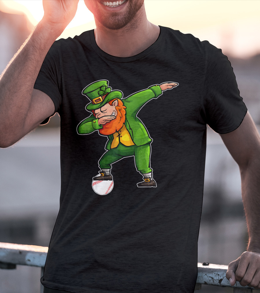 Dabbing Leprechaun On Baseball St Patricks T-Shirt